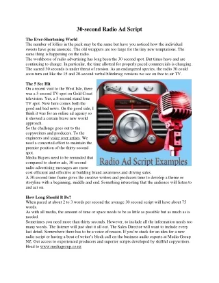 30-second Radio Ad Script