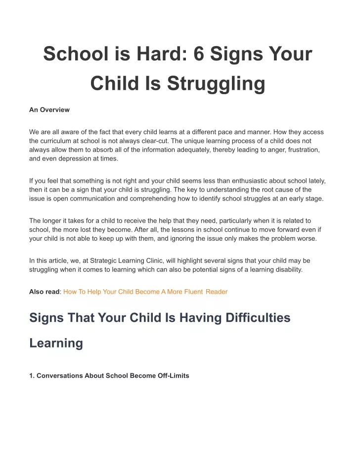school is hard 6 signs your child is struggling