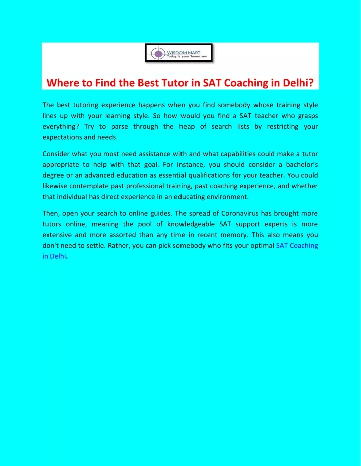 where to find the best tutor in sat coaching