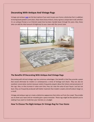 Decorating With Antique And Vintage Rugs