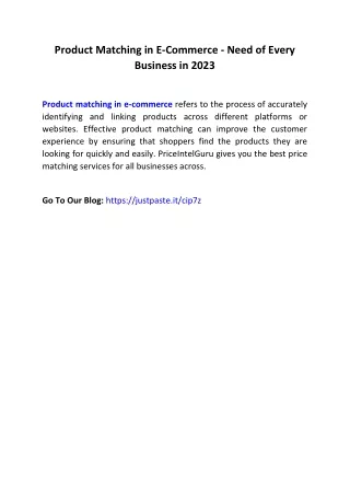 product matching in e commerce need of every