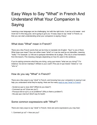 Easy Ways to Say _What_ in French And Understand What Your Companion Is Saying