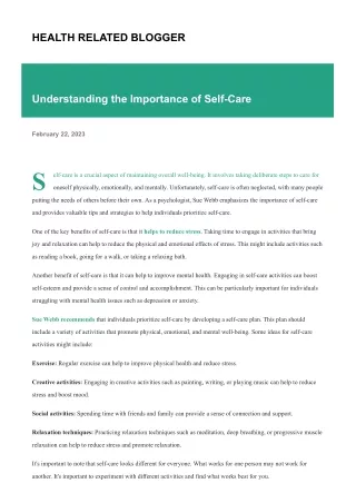 health related blogger