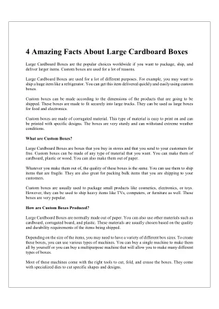 4 Amazing Facts About Large Cardboard Boxes