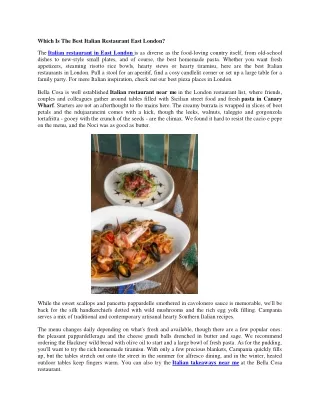 Which Is The Best Italian Restaurant East London
