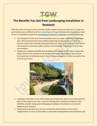 Benefits of Landscaping Installation in Rockland