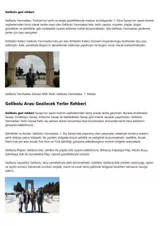 5 Kanun Gelibolu Yarımadası Gezi Rehberi'nde Çalışan Herkes Bilmeli