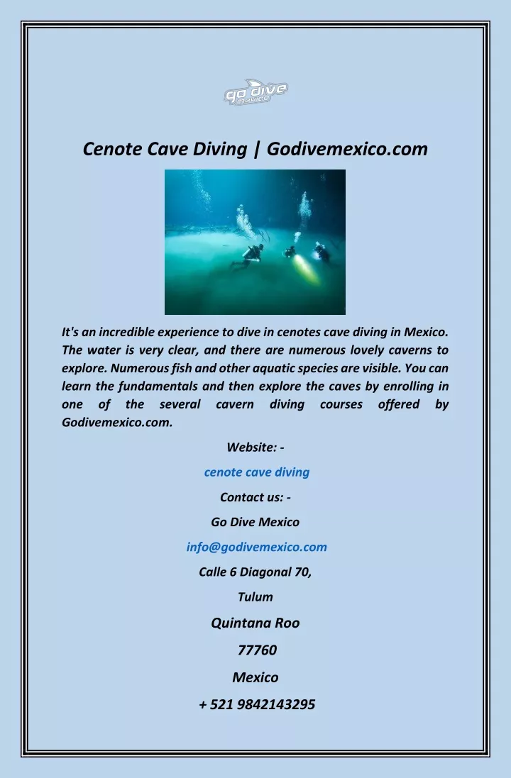 cenote cave diving godivemexico com