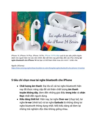 5 tai nghe bluetooth cho iPhone 14 Pro Pro Max Plus sieu chat