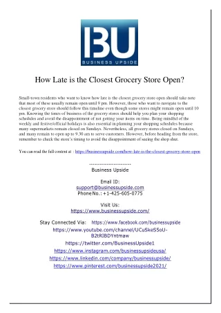 How Late is the Closest Grocery Store Open