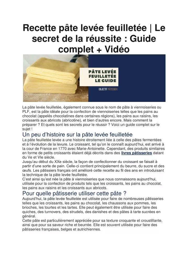 recette p te lev e feuillet e le secret