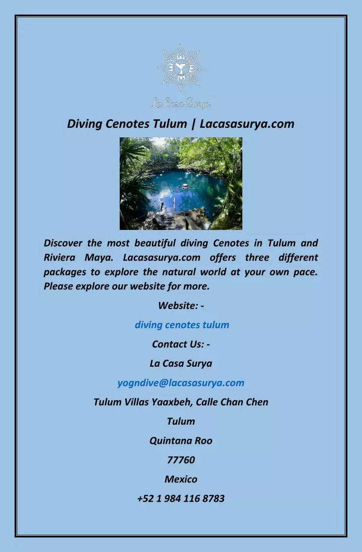 diving cenotes tulum lacasasurya com