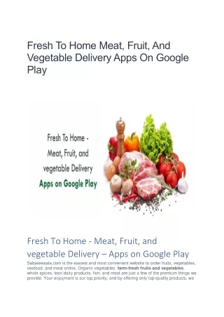 Fresh To Home - Meat, Fruit, and vegetable Delivery – Apps on Google Play