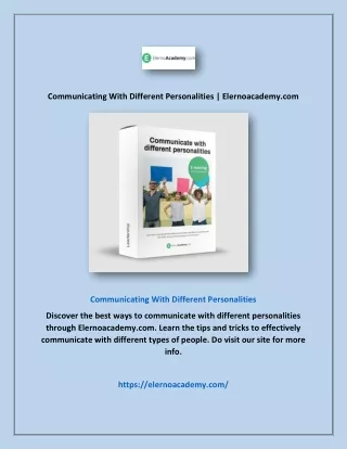 Communicating With Different Personalities | Elernoacademy.com