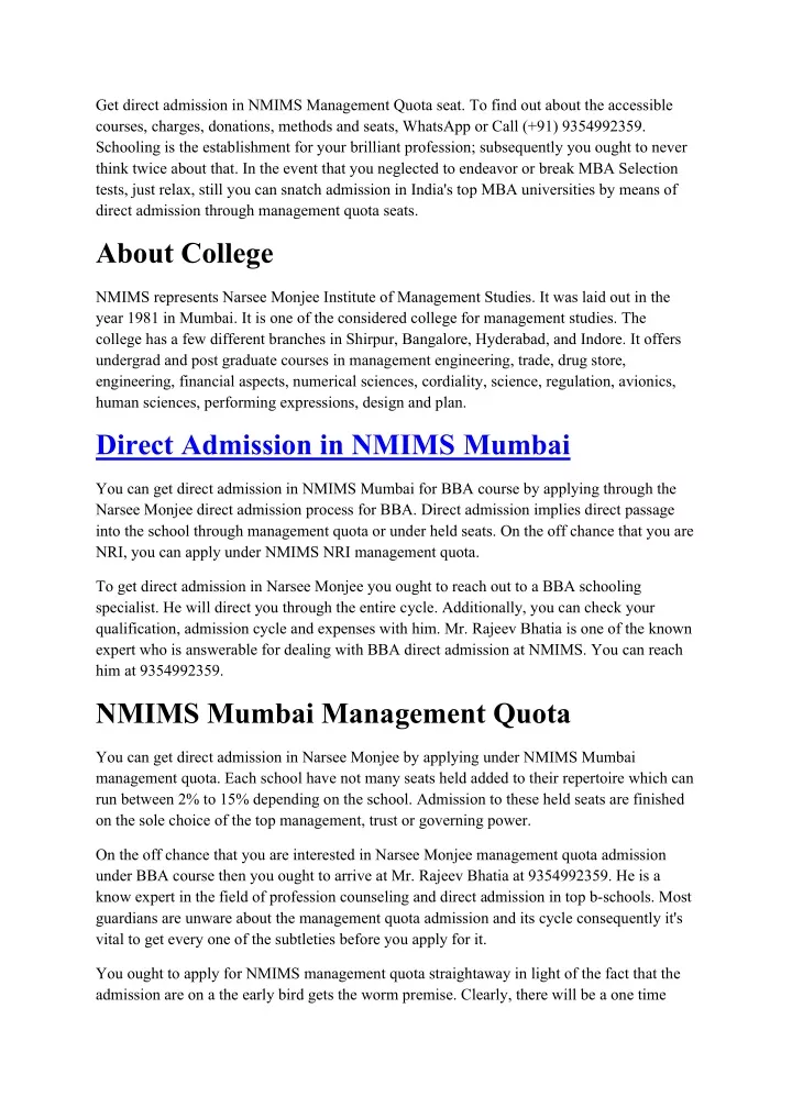 PPT - NMIMS Management Quota Call@ 9354992359 Direct Admission In NMIMS ...