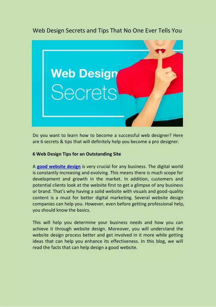 web design secrets and tips that no one ever