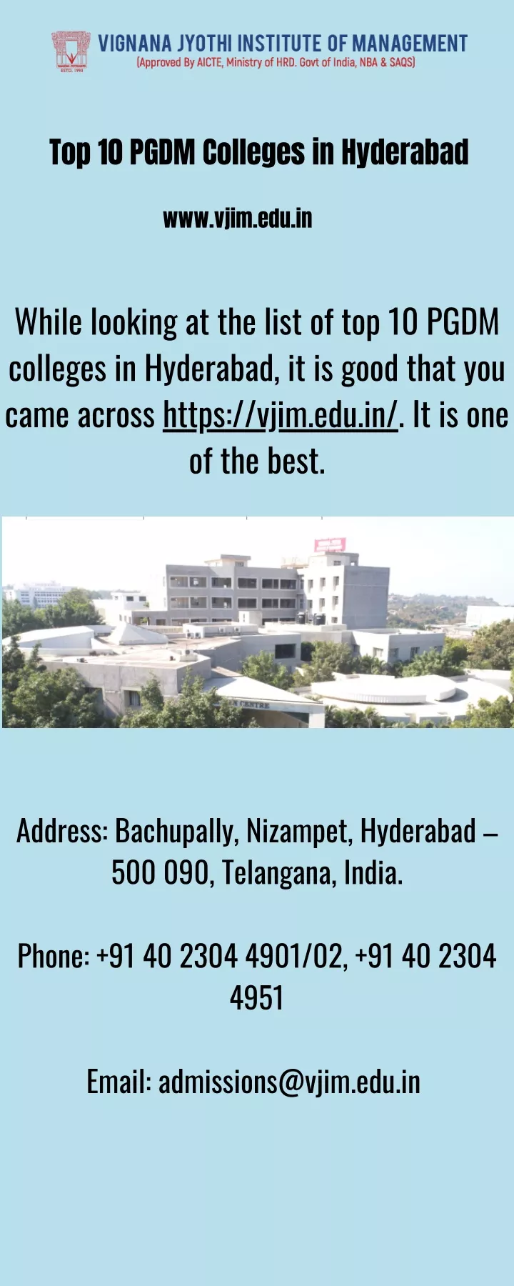 top 10 pgdm colleges in hyderabad