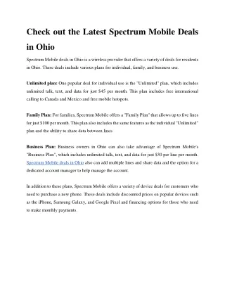 Check out the Latest Spectrum Mobile deals in Ohio.