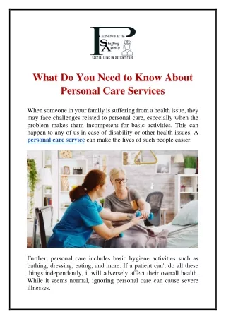 what do you need to know about personal care