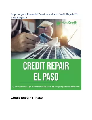 Improve your Financial Position with the Credit Repair EL Paso Program
