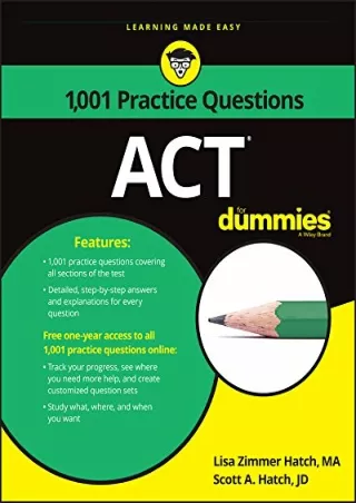 (PDF/DOWNLOAD) ACT: 1,001 Practice Questions For Dummies (For Dummies (Career/Ed