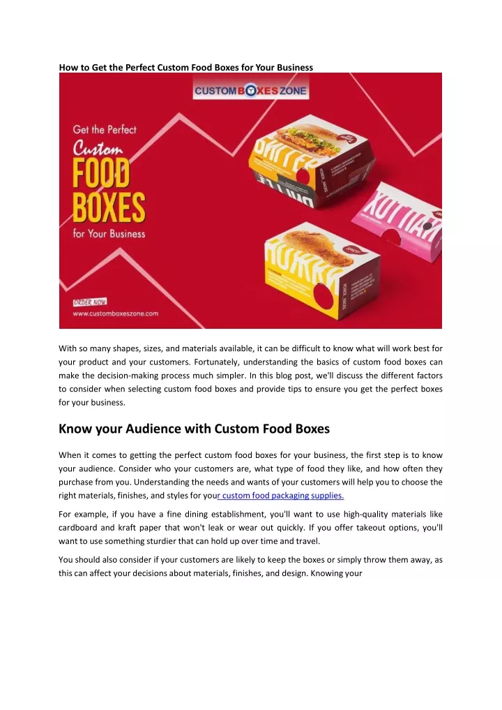 how to get the perfect custom food boxes for your