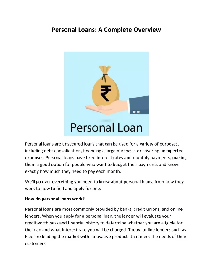 personal loans a complete overview