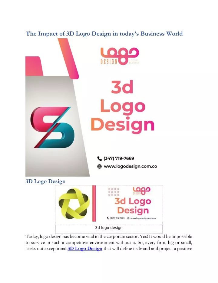 the impact of 3d logo design in today s business