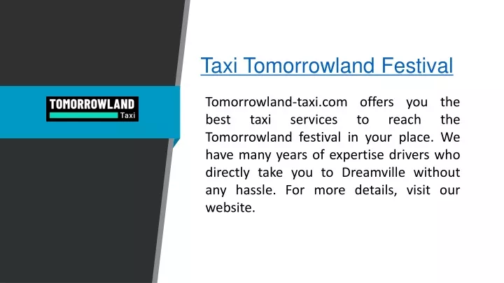 taxi tomorrowland festival