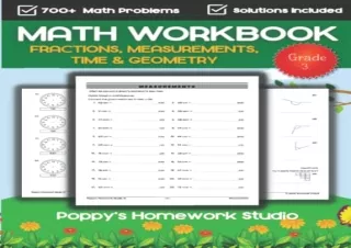 (PDF BOOK) Third Grade Math Workbook (For Age 8 - 9 Years Old) - OVER 700  Math