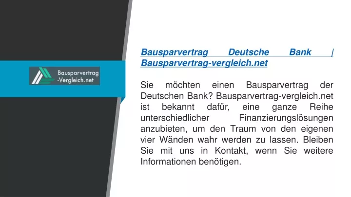 bausparvertrag deutsche bank bausparvertrag