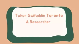 Taher Saifuddin Toronto - A Researcher