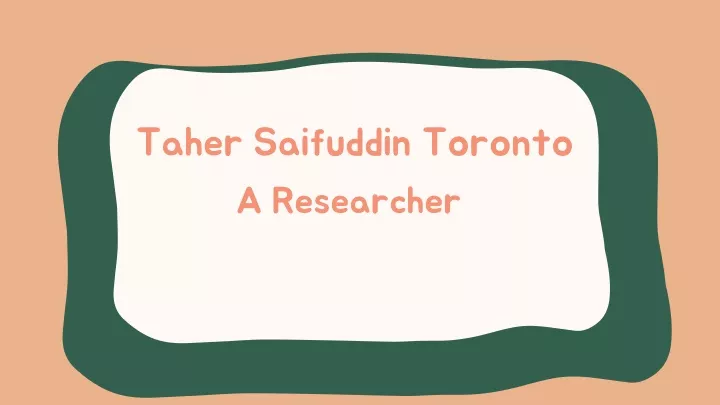 taher saifuddin toronto a researcher