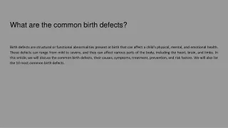 What are the common birth defects_