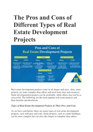 The Pros of Different Types of Real Estate Development Projects