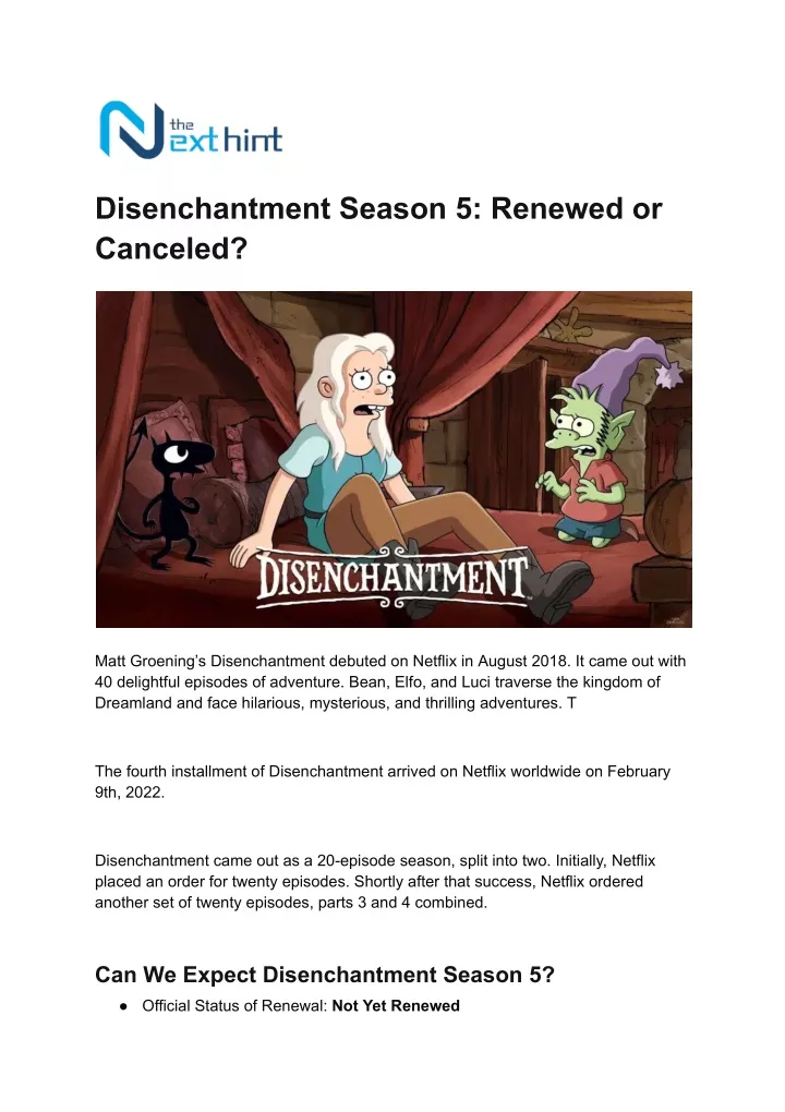 disenchantment season 5 renewed or canceled