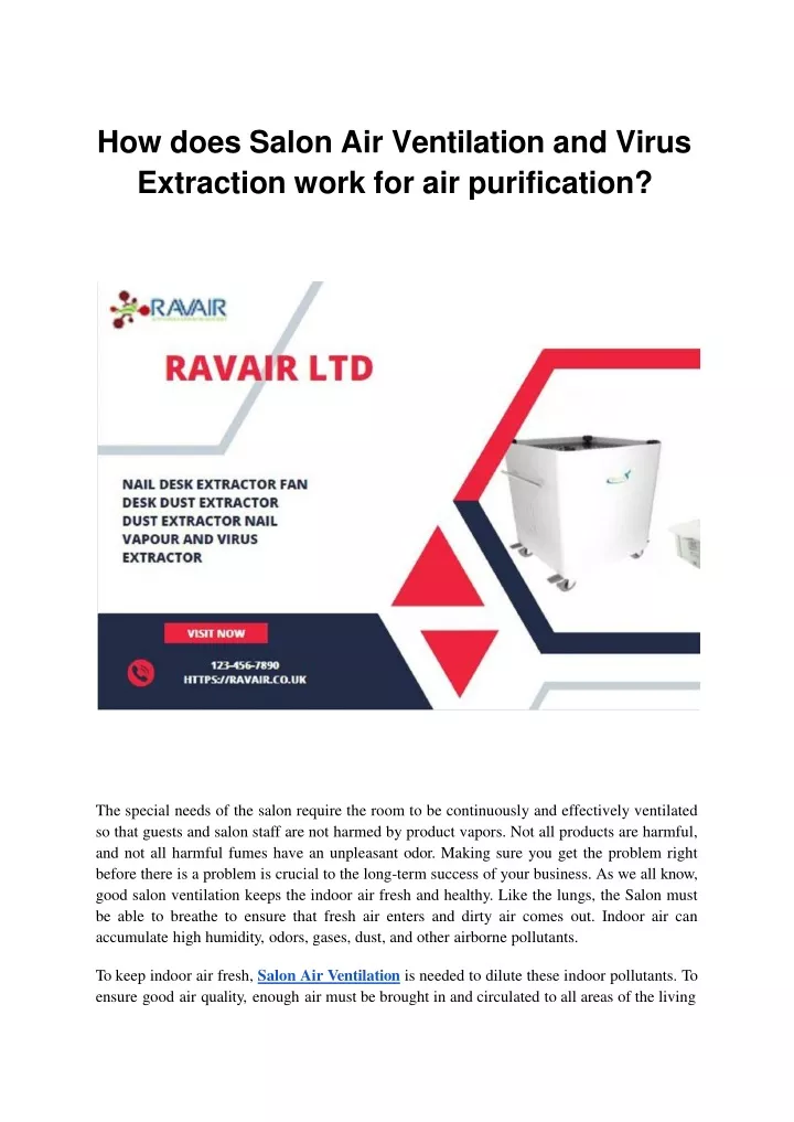 how does salon air ventilation and virus extraction work for air purification
