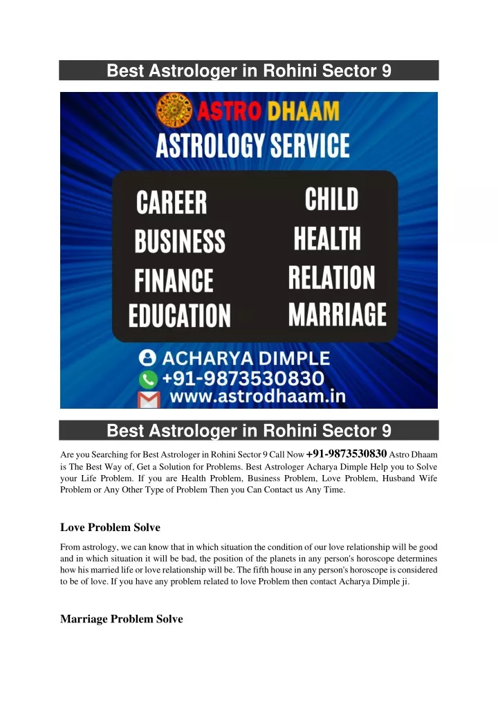 best astrologer in rohini sector 9