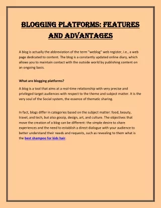 Blogging platforms features and advantages