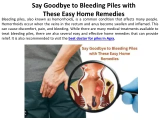 These easy home remedies can stop bleeding piles.