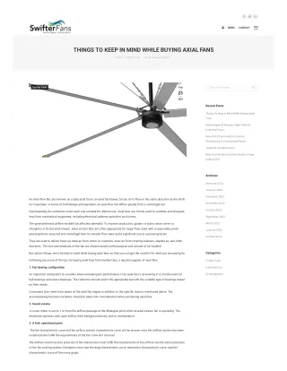 THINGS TO KEEP IN MIND WHILE BUYING AXIAL FANS