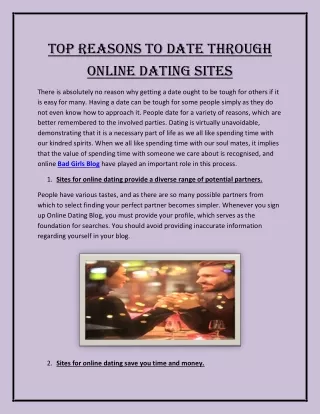 Top Reasons to Date through Online Dating Sites