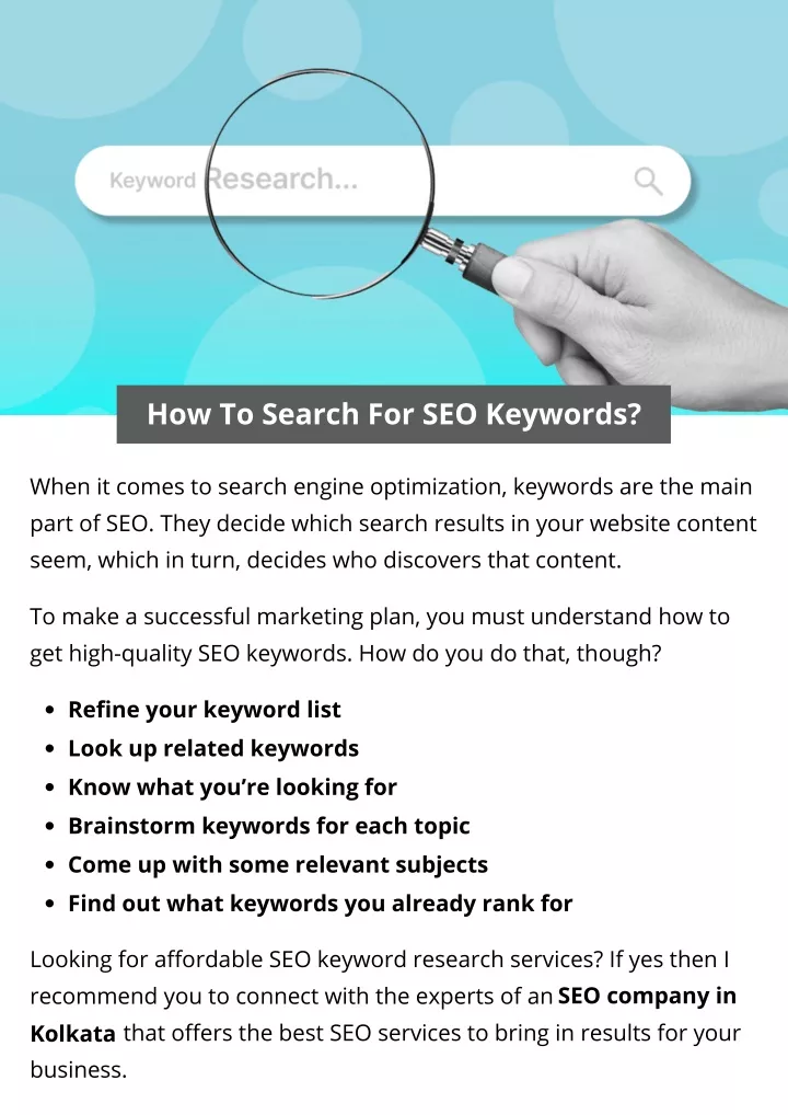 how to search for seo keywords