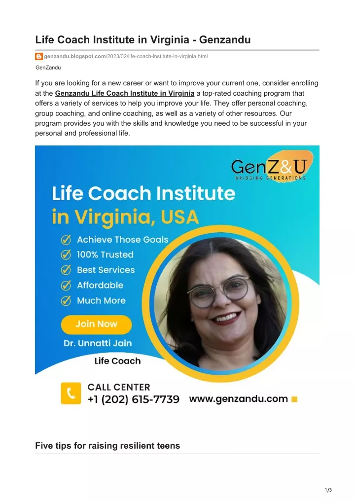 life coach institute in virginia genzandu