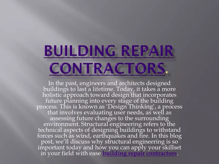building repair contractors