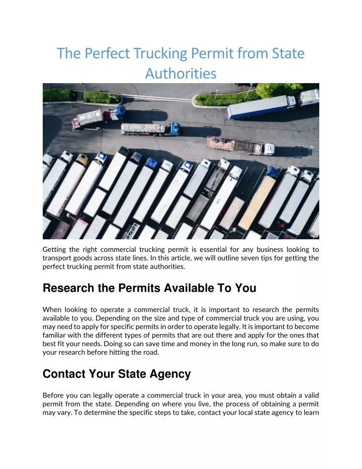 the perfect trucking permit from state authorities