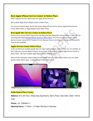 Best Apple iPhone Service Center in Nehru Place