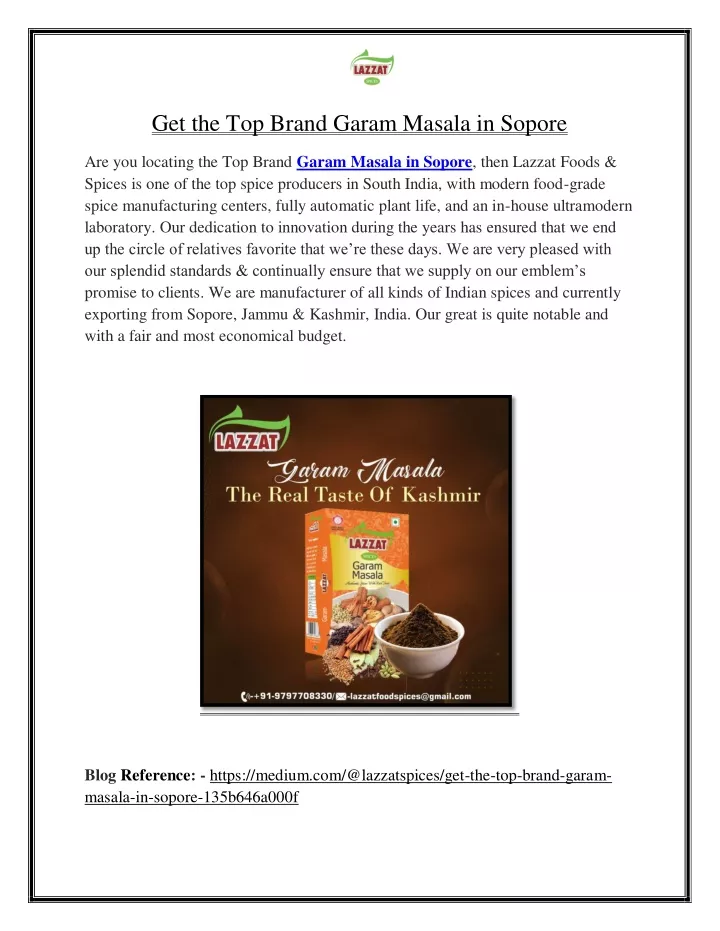 get the top brand garam masala in sopore