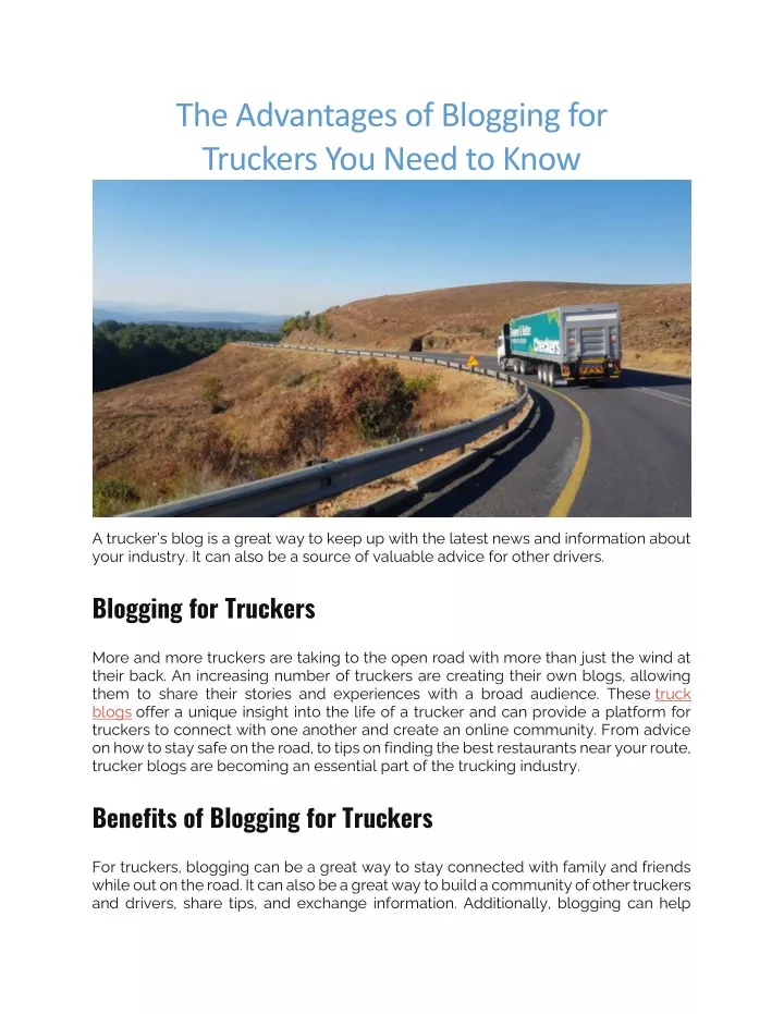 the advantages of blogging for truckers you need