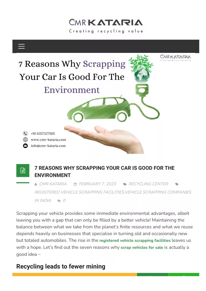 7 reasons why scrapping your car is good